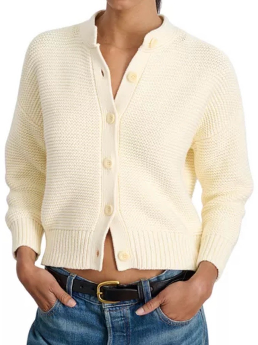 Alex Mill Cropped Button-Front Cardigan Sweater - Cream - Worn once